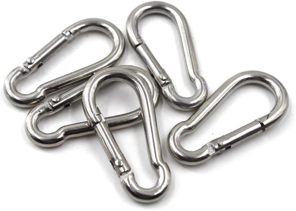 304 Stainless Steel Spring Snap Link Hook, Loaded Hook,Keychain Carabiner Clip for Home, Camping, Fishing, Hiking, Traveling
