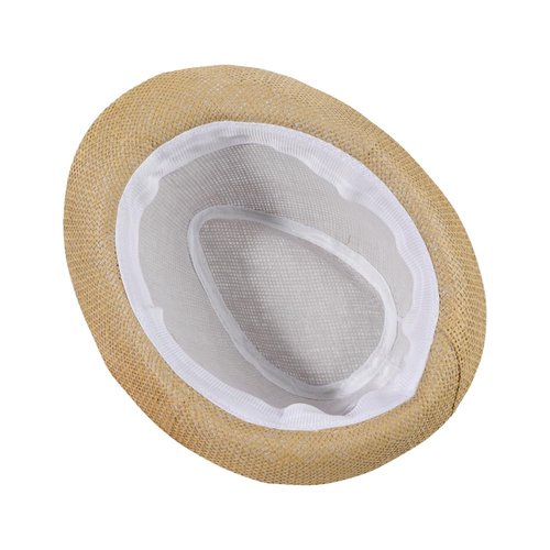 Short Brim Straw Fedora Hat Sun Protection Panama Hat Packable Jazz Beach Cap Roll Up Trilby Cap for Men Women Khaki