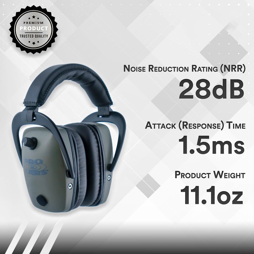 Pro Ears Pro Tac Slim Gold Ear Muffs, Military Grade Electronic Hearing Protection & Amplification, DLSC Tech, Made in USA