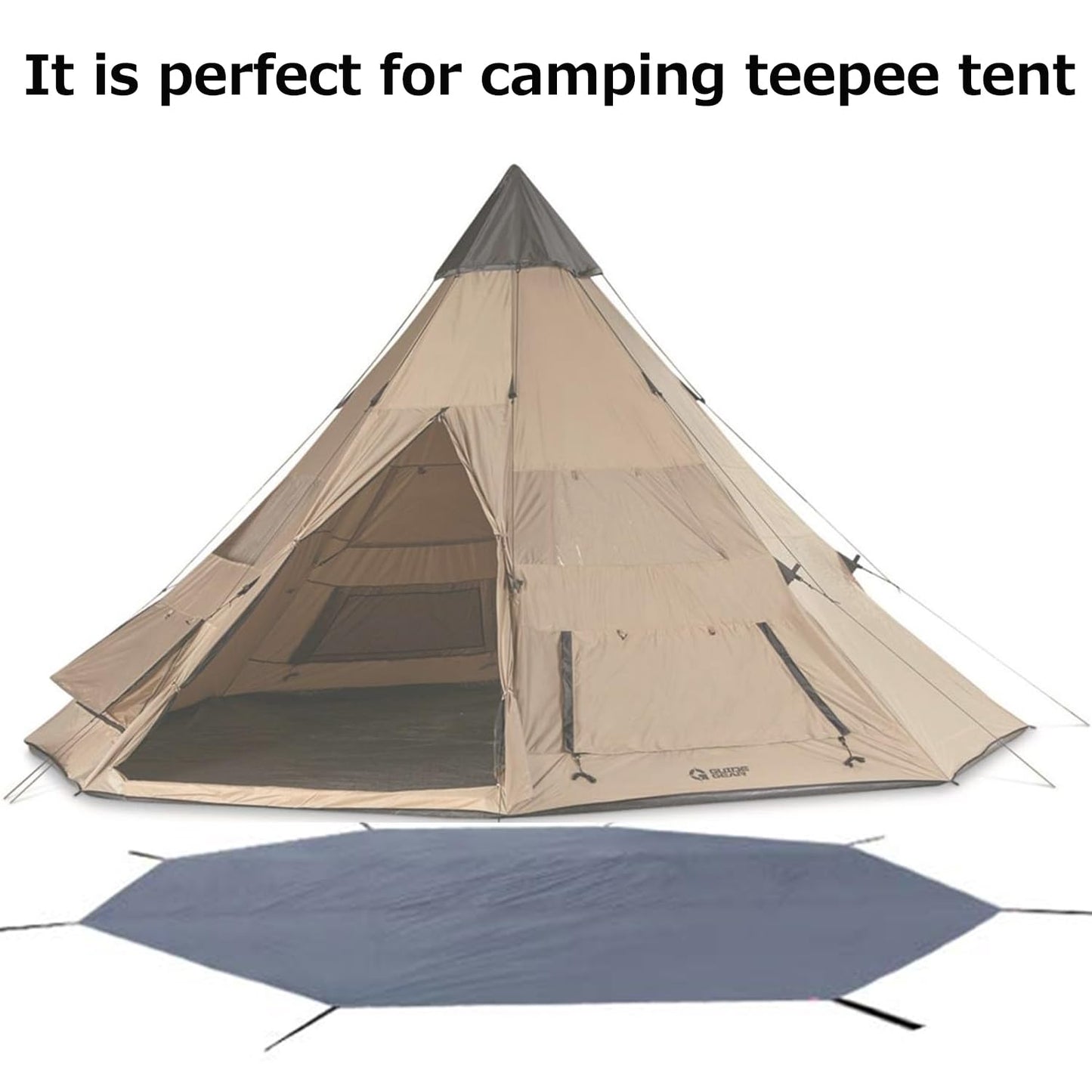 Farfly Waterproof Camping Tarp, Tent Footprint, Heavy Duty Tent Floor Saver, Octagon Ground Sheet Mat, Grey 151x151in