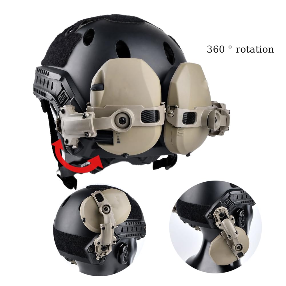 ARC Rail Adapter for Tactical Helmets, Fast Helmets Accessories Compatible with Walker's Razor and Razor Digital Earmuffs (Tan)