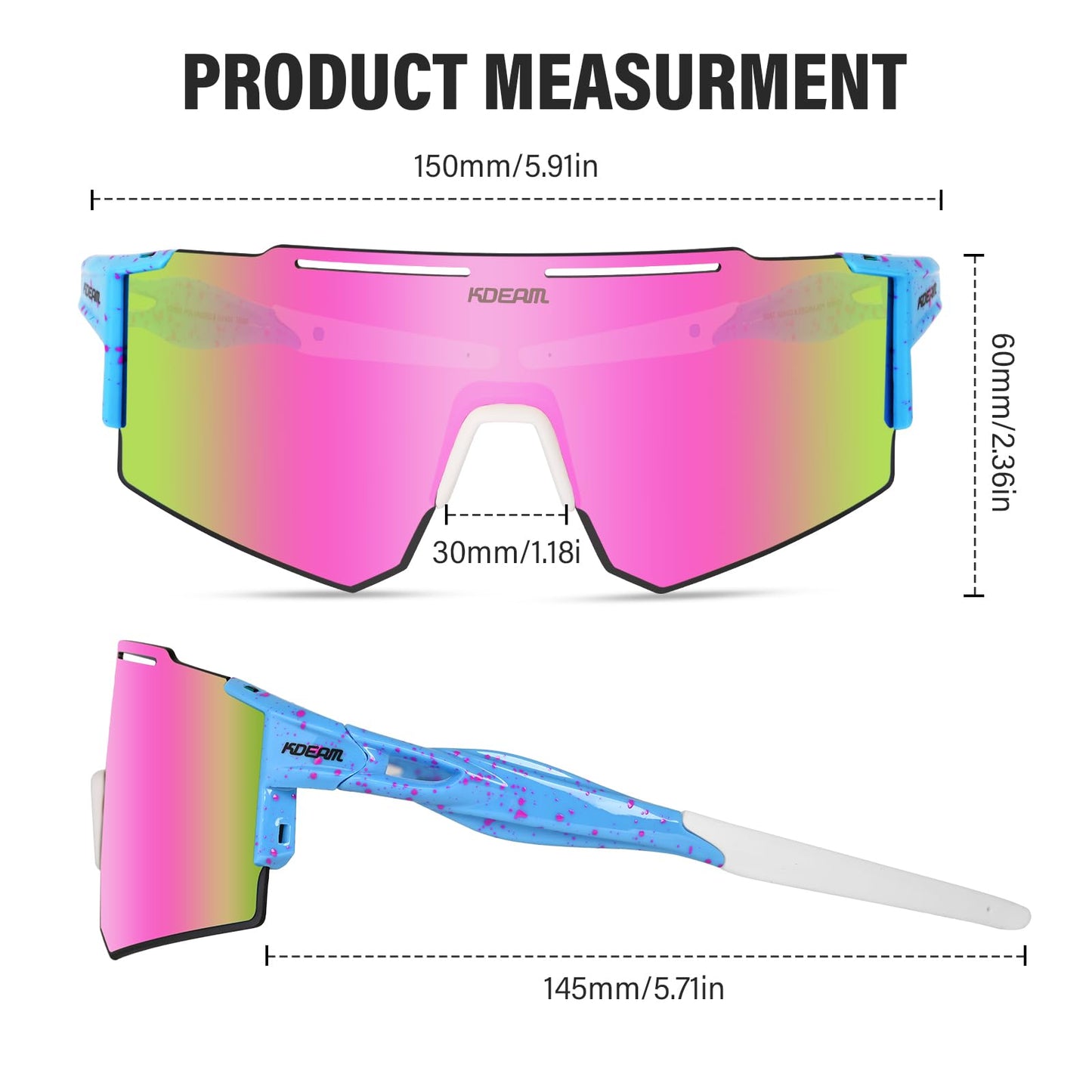 ALSUZYIOT Sports Polarized Sunglasses UV400 Outdoor Shades TR90 Frame Sun Glasses for Golf Baseball Driving Fishing (C8)