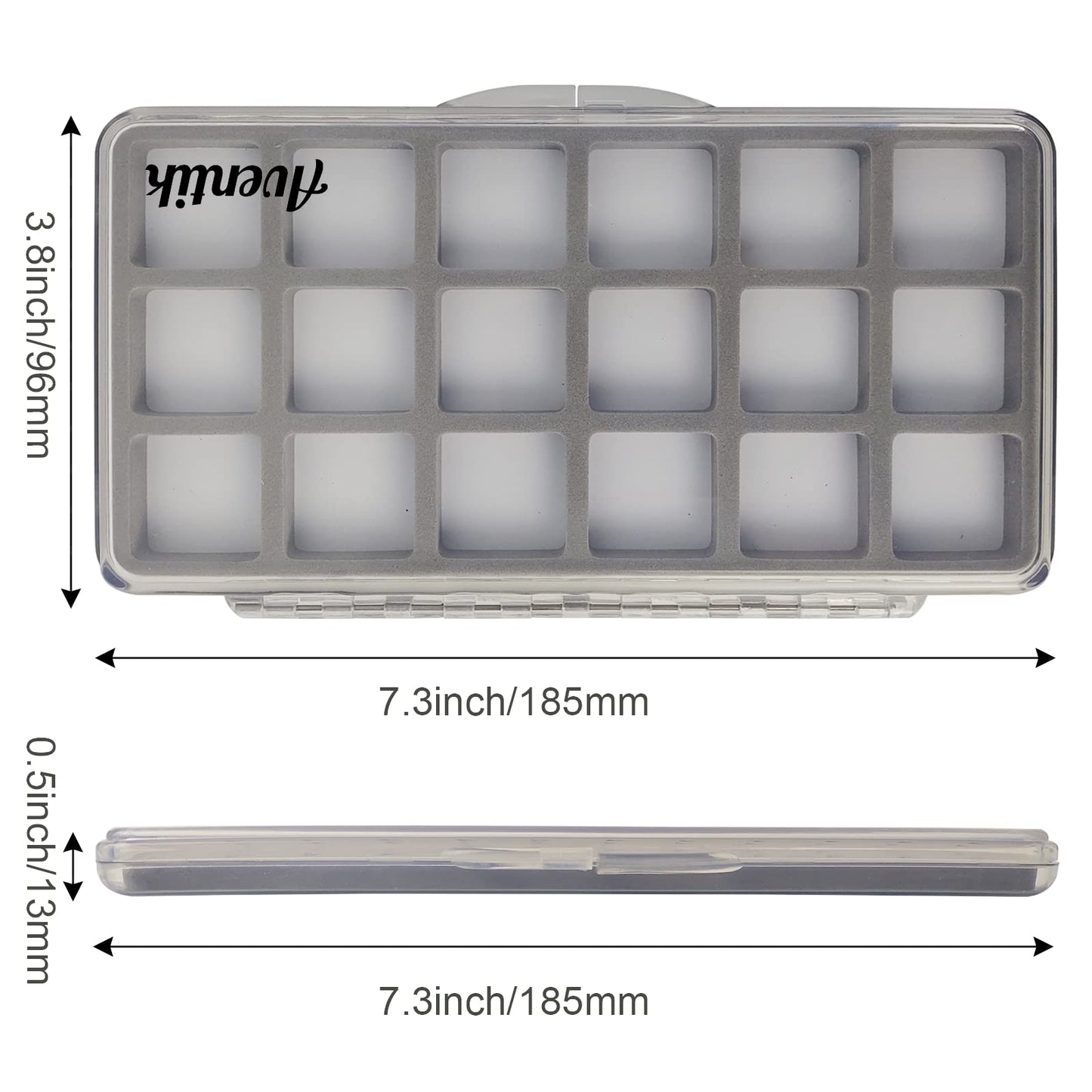 Aventik Fly Fishing Boxes Super Slim Transparent Design Magnetic Pad Compartments Tackle Foam Boxes 7.3X3.8X0.5inch（2-H34-18C)