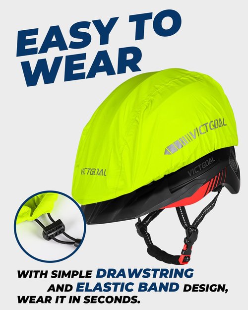 VICTGOAL Bike Helmet Cover with Reflective Stripes Waterproof Windproof Bicycle Helmets Rain Covers for Mountain Road Bike Cycling (Yellow)