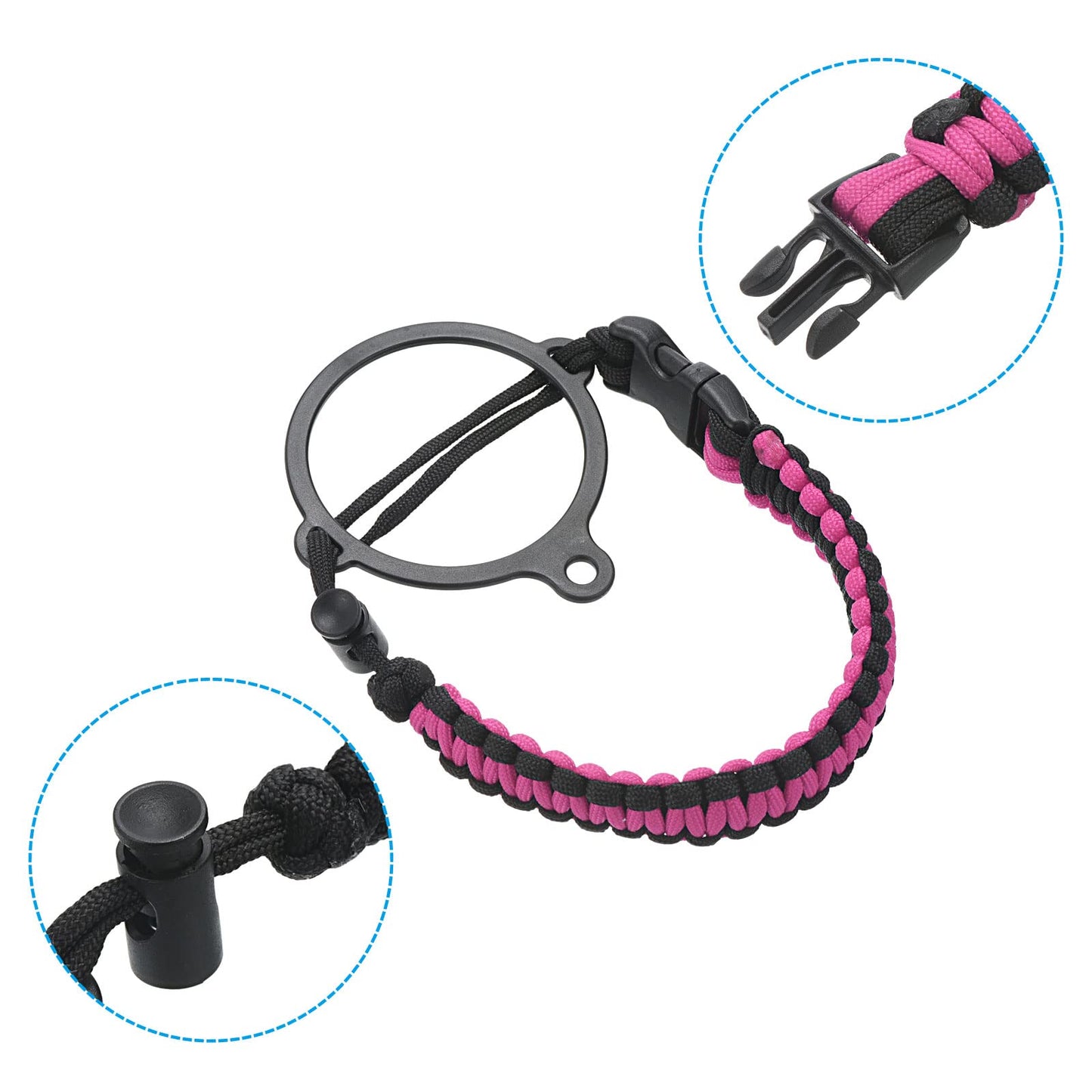 PATIKIL Water Bottle Holder, Paracord Handle Carrying Lanyard Strap Carrier with Ring for 12oz to 64oz Wide Mouth Bottles, Pink, Black