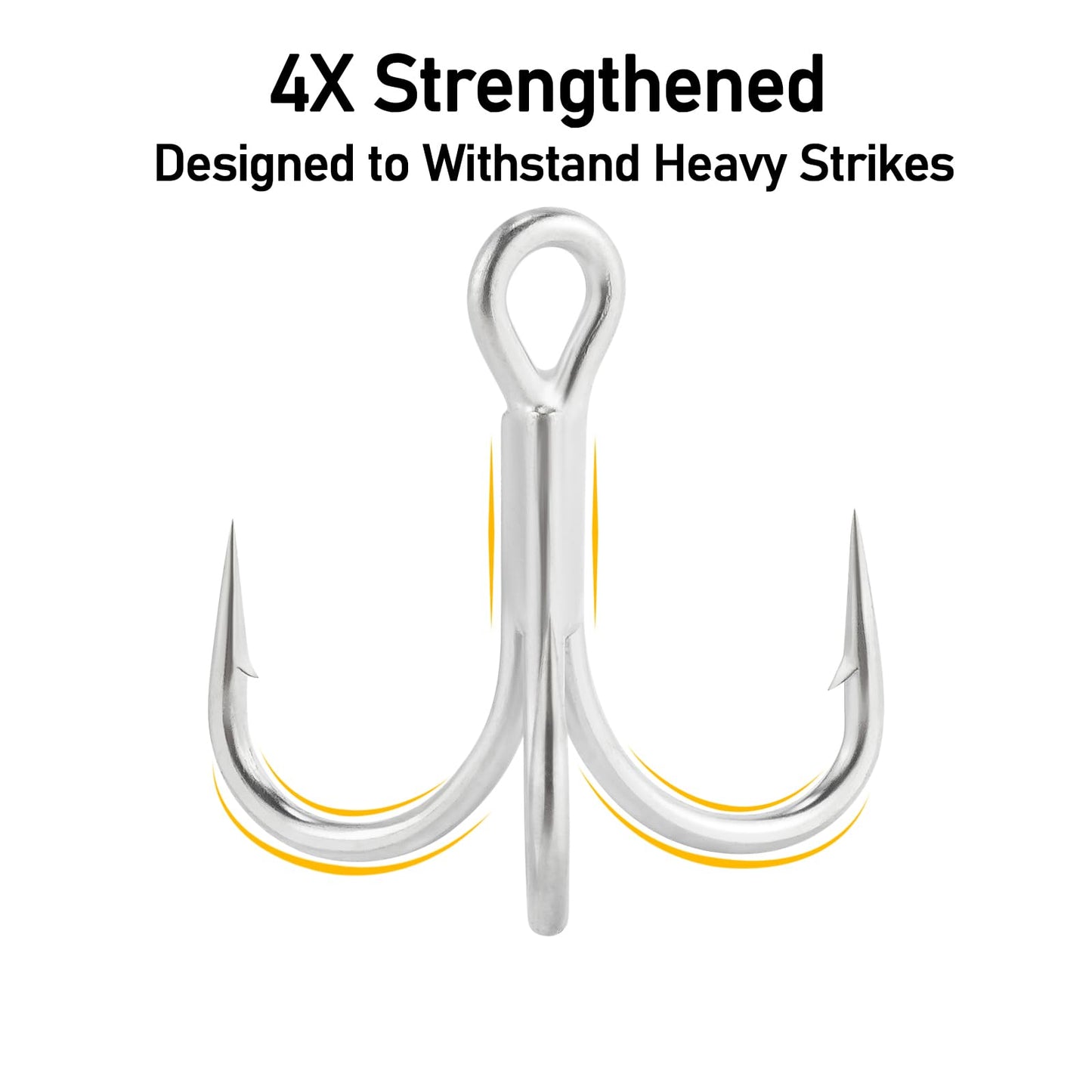 Dr.Fish 30 Pack 4X O'Shaughnessy Treble Hooks in-line Triple Hooks Saltwater & Frshwater Replacement Catfish Bass Striper #4