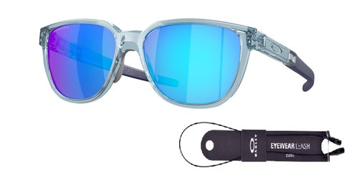 Oakley Actuator OO9250 925006 57MM Transparent Stonewash/Prizm Sapphire Rectangular Sunglasses for Men + BUNDLE Accessory Leash +BUNDLE ACCESSORY EYEWEAR Kit