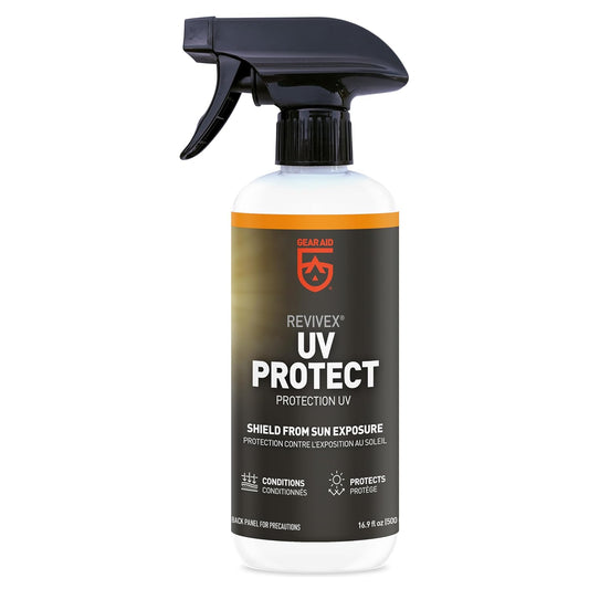 GEAR AID UV Protectant and Conditioner Spray, Apply to Outdoor Gear Made of Plastic, Vinyl, Neoprene such as Tents, Boat Covers, Kayaks and More to Prevent Cracking, Discoloration and Fading, 4 oz