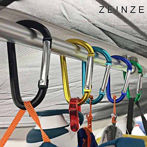 ZEINZE Carabiner Clip 3" Aluminum D-Ring Spring Loaded Gate Small Keychain Carabiners Clip Set for Outdoor Camping Mini Lock Hooks Spring Snap Link Key Chain Durable Improved Design 8 Pack