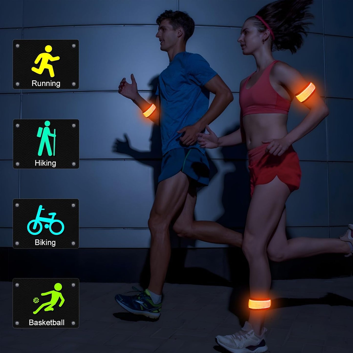 Pack of 6 LED Light Up Band Slap Bracelets Night Safety Wrist Band for Cycling Walking Running Concert Camping Outdoor Sports