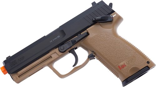 HK Heckler & Koch USP CO2 Powered 6mm BB Pistol Airsoft Gun, Standard Action, Dark Earth Brown