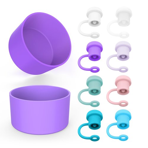 Silicone Boot and Adjustable Straw Cover for Stanley 40 oz Quencher & IceFlow 20oz 30oz, 2 PCS Protective Tumbler Cup Boot Sleeve Water Bottle Accessories