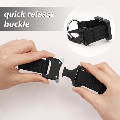 HADEEONG Quick Release Large Keychain, Keychain with Heavy Duty Metal Buckle and Ring Military Keychain for Camping, Hiking, Fishing and Key Organizer, Black
