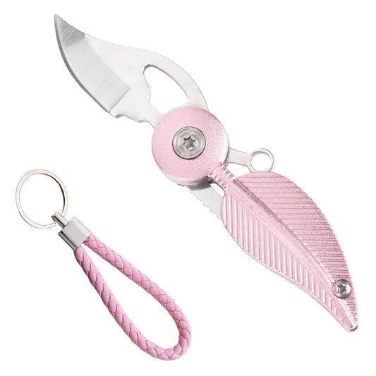 SWBIYING Pocket Knives & Folding Knives,Small Pocket Knife,Mini Pocket Knife for Women with Chain,Edc Knife,Cool Knives,Cool Gadgets,Cute Key Accessories(Pink)