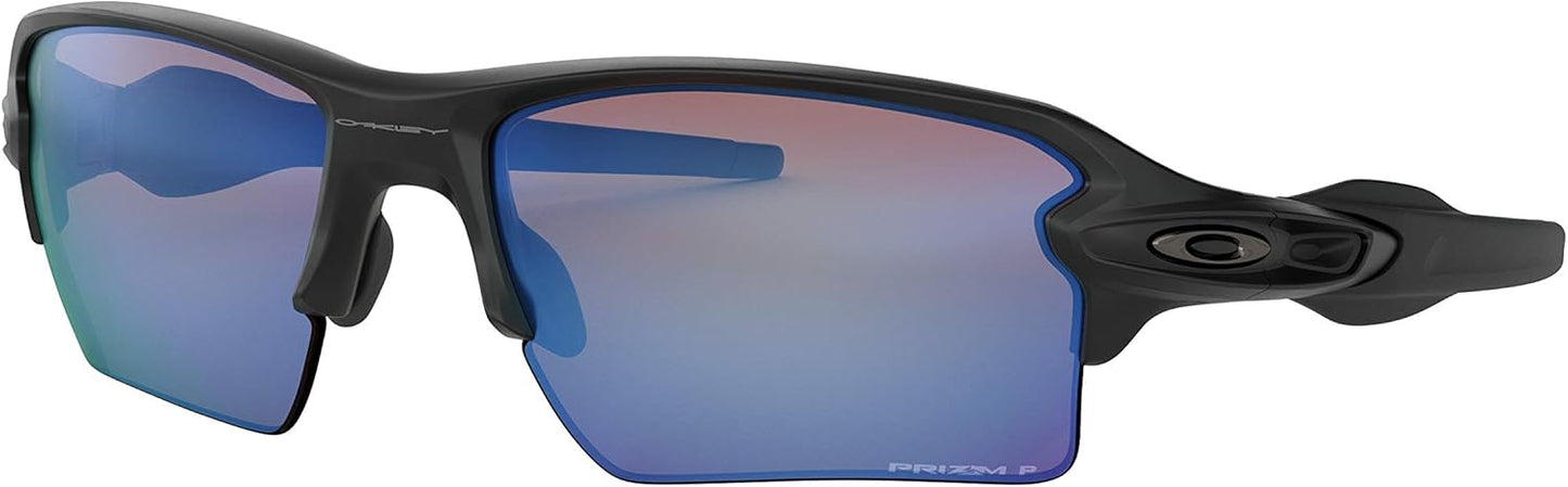 Oakley Flak 2.0 XL Sunglasses (Matte Black Frame/Prizm Deep H2 O Polarized Lens) with USA Flag Lens Cleaning Kit