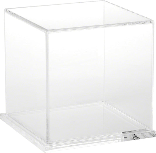 Plymor Clear Acrylic Display Case with Hardwood Base, 6" x 6" x 6"