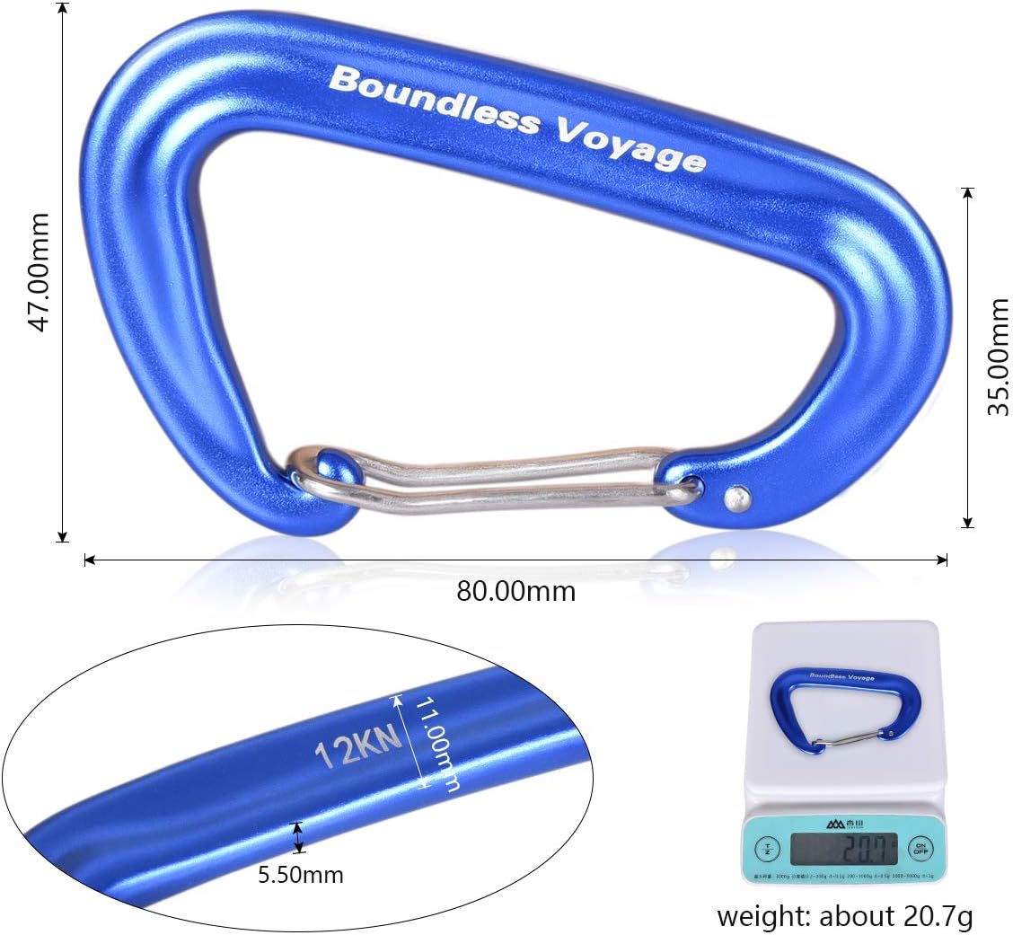 iBasingo Aluminum Alloy Carabiner Clips 12KN Keychain BV1026