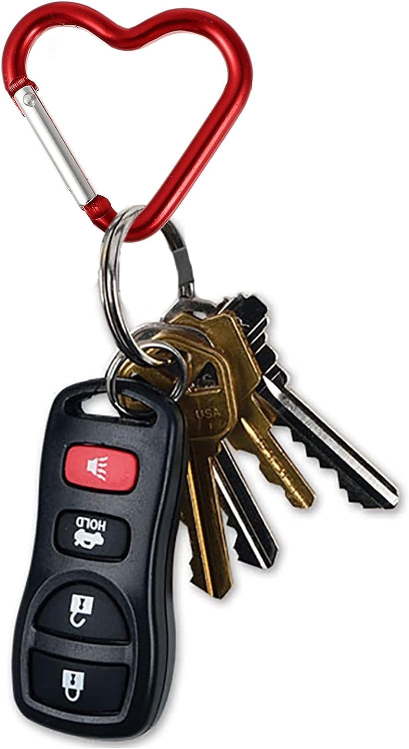 2Pcs Red Heart Shape Carabiners Keychain Clips Snap Hook Key Ring for Camping Accessories Backpack Water Bottle Aluminum Alloy Accessory and Keychain Carabiners，Accessories