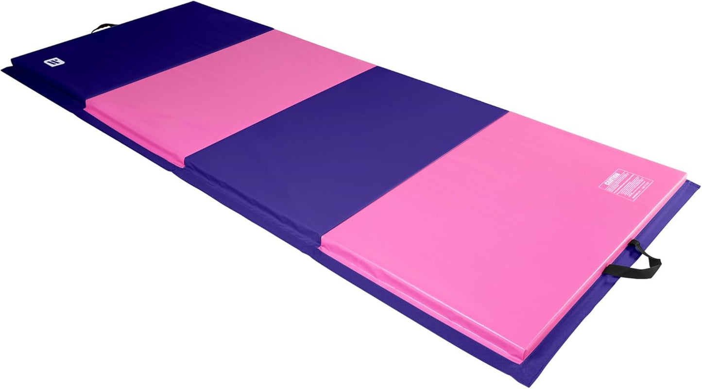4ft x 10ft x 2in Fitness Mat - Lightweight, Foldable Exercise Mat for Personal Use