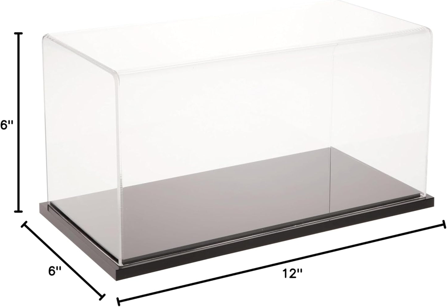 Plymor Clear Acrylic Display Case with Hardwood Base, 12" W x 6" D x 6" H