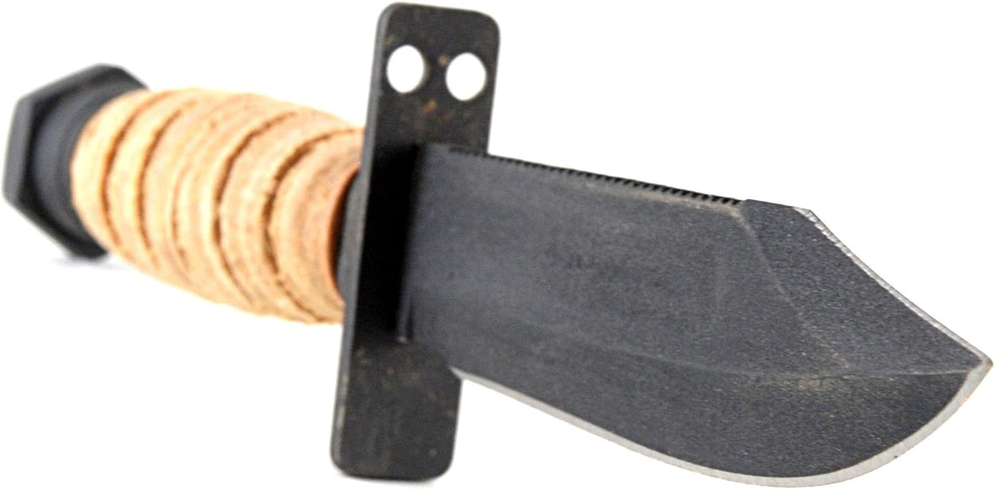 Ontario Knife Company 499 Air Force Survival Knife 5" Sawback Blade with False Top Edge and Blood Grooves, Natural Leather Handle and Sheath - 6150 (Color May Vary),Black