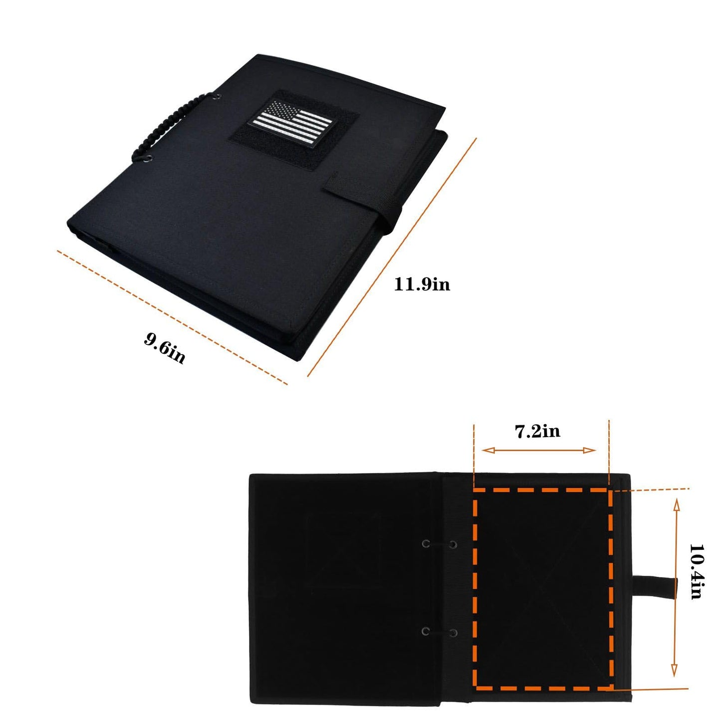 JFFCESTORE Tactical Hook & Loop Patch Book Patch Holder Flip Page Patch Book Tactical Patches Booklet Organizer Store Collection Patches (Black)