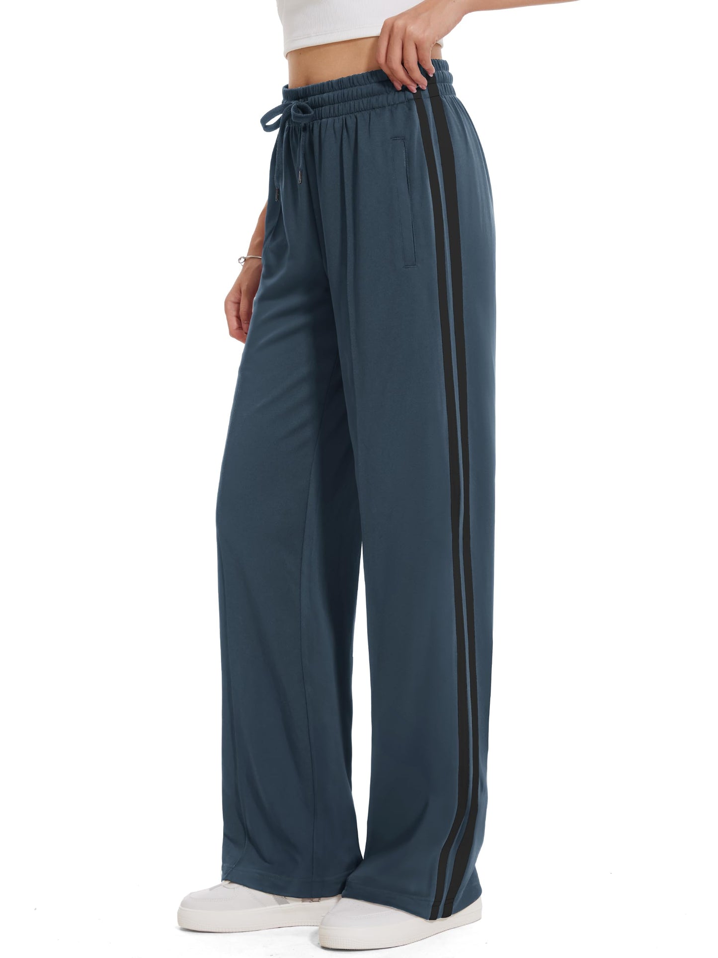 Tapata Women's 30" Inseam Regular Track Pants Loose Straight Leg Jogging Sweatpants Warm-Up Sports Athletic Running, Dark Grey, M