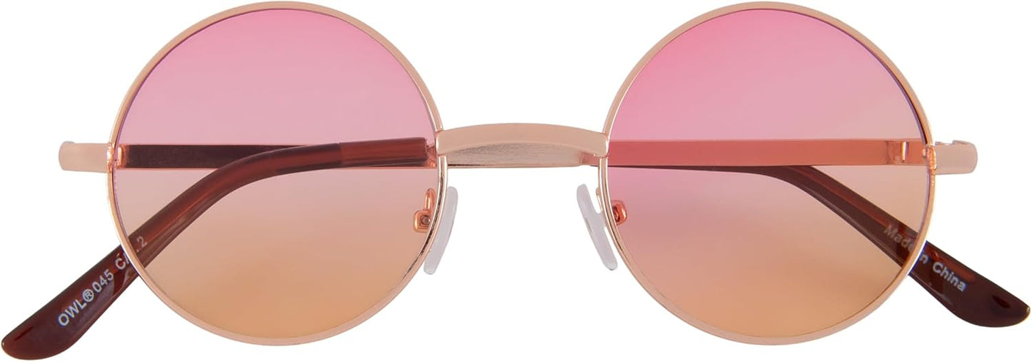OWL Round Sunglasses Metal Frame Hippie Sunglasses UV400 Polycarbonate Circle Lens John Lennon Sunglasses for Men Women
