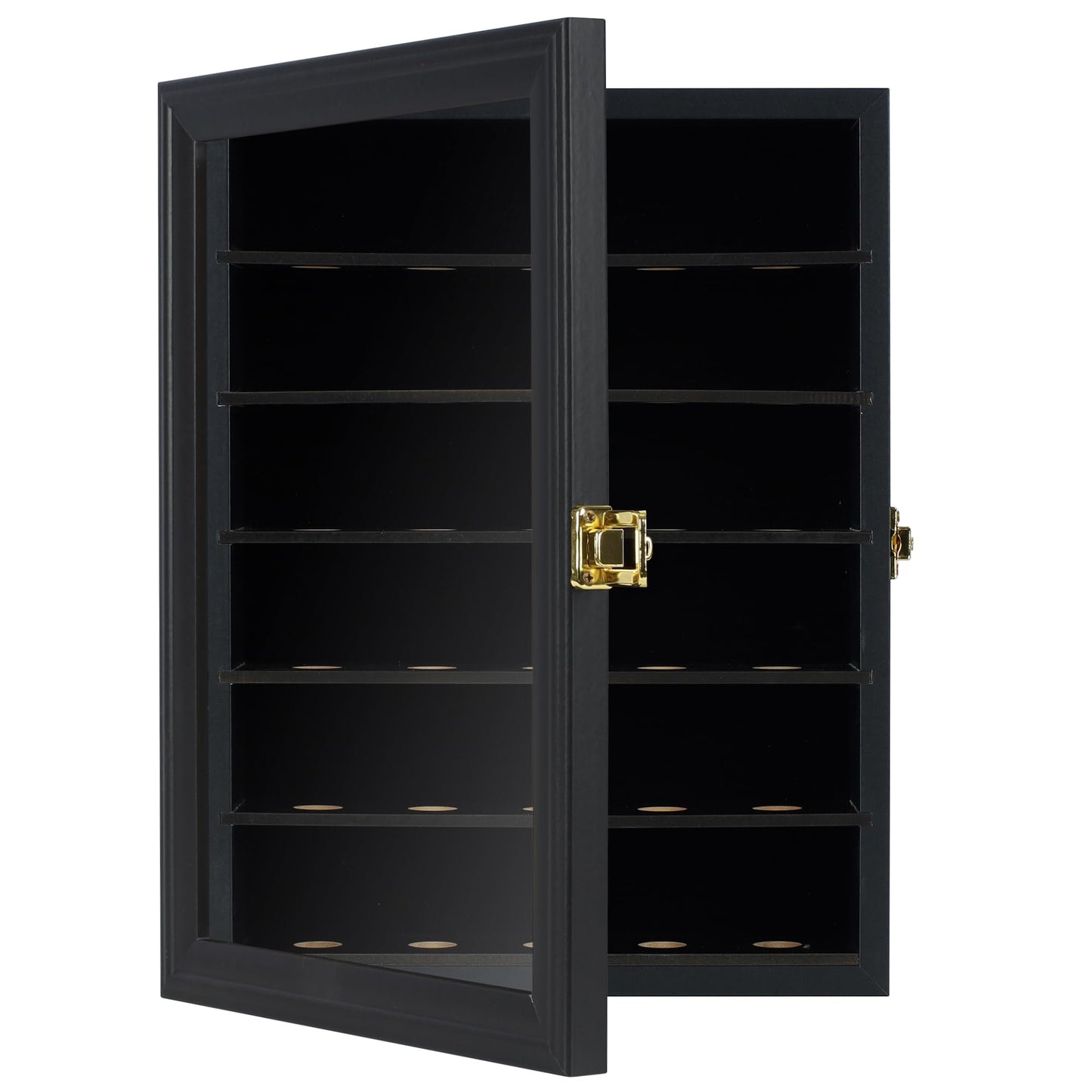 Golf Ball Display Case for 30 Golf Balls, Display Cabinet Great Golfer Memorabilia Gift for Golf Enthusiasts, Wall Mount with Lockable Door Black