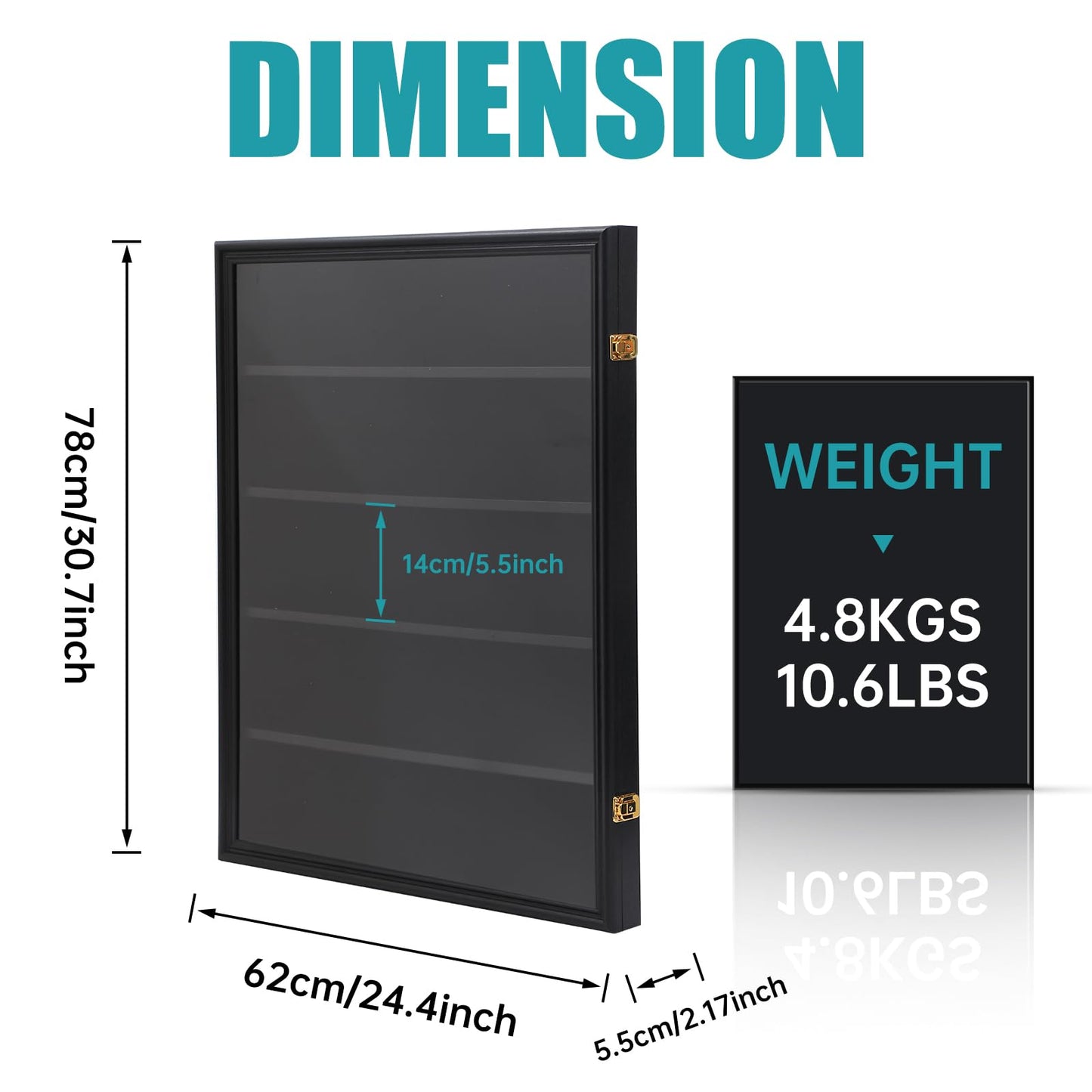 WGOS Card Display Case, 36 Graded Sports Card Display, for Trading Cards, Basketball, Football, Hockey, with UV Protection Acrylic, Lockable Wall Display Frame (Vertical 1-Pack)