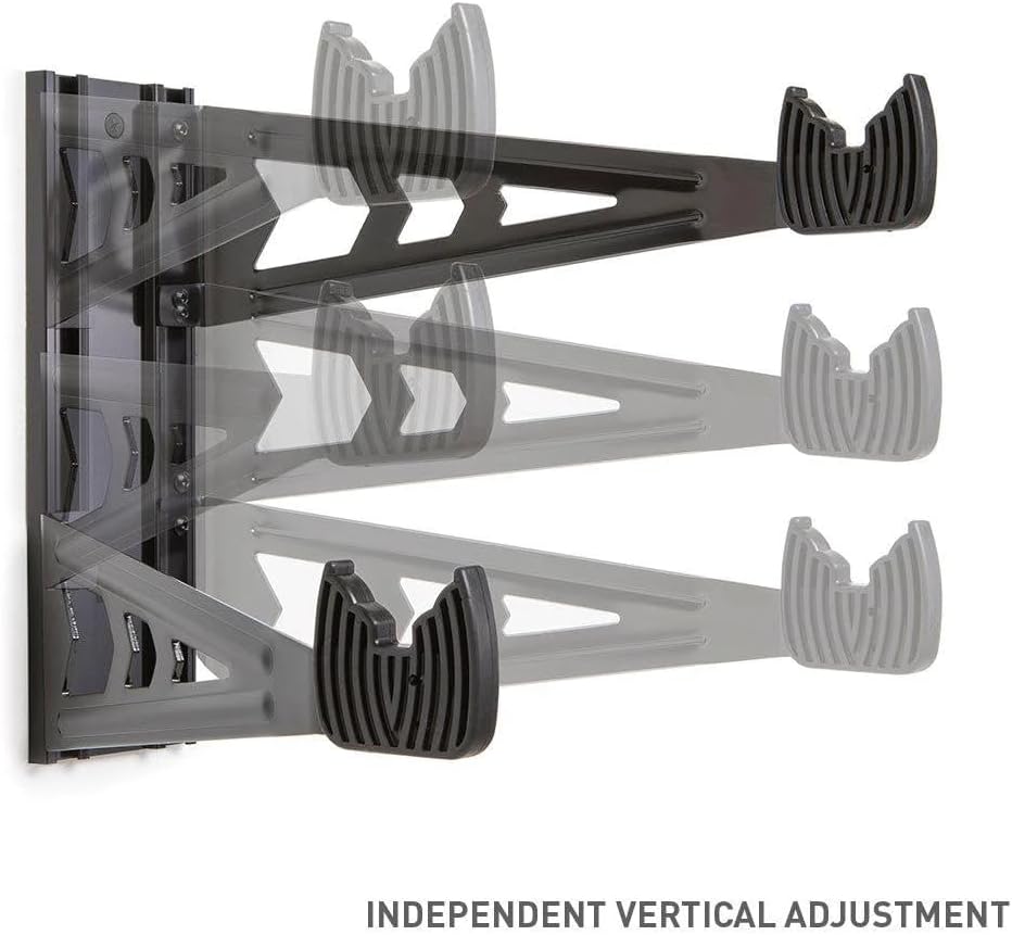 FEEDBACK SPORTS | Velo Wall Rack 2D Bike Storage | Bicycle Hangar Mount W/Adjustable Arms | Road, Gravel, Mountain Bike Compatible | For Garage, Apartment, Shed | Black