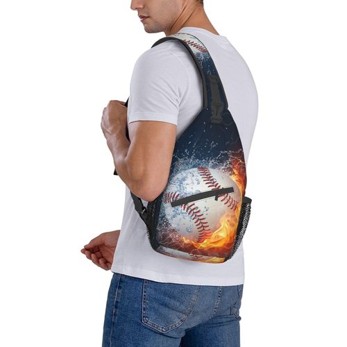 VOOHDDY Baseball Ball Cool Sling Bag For Men Women Travel Hiking Backpack Crossbody Shoulder Chest Bags Casual Daypack Sport