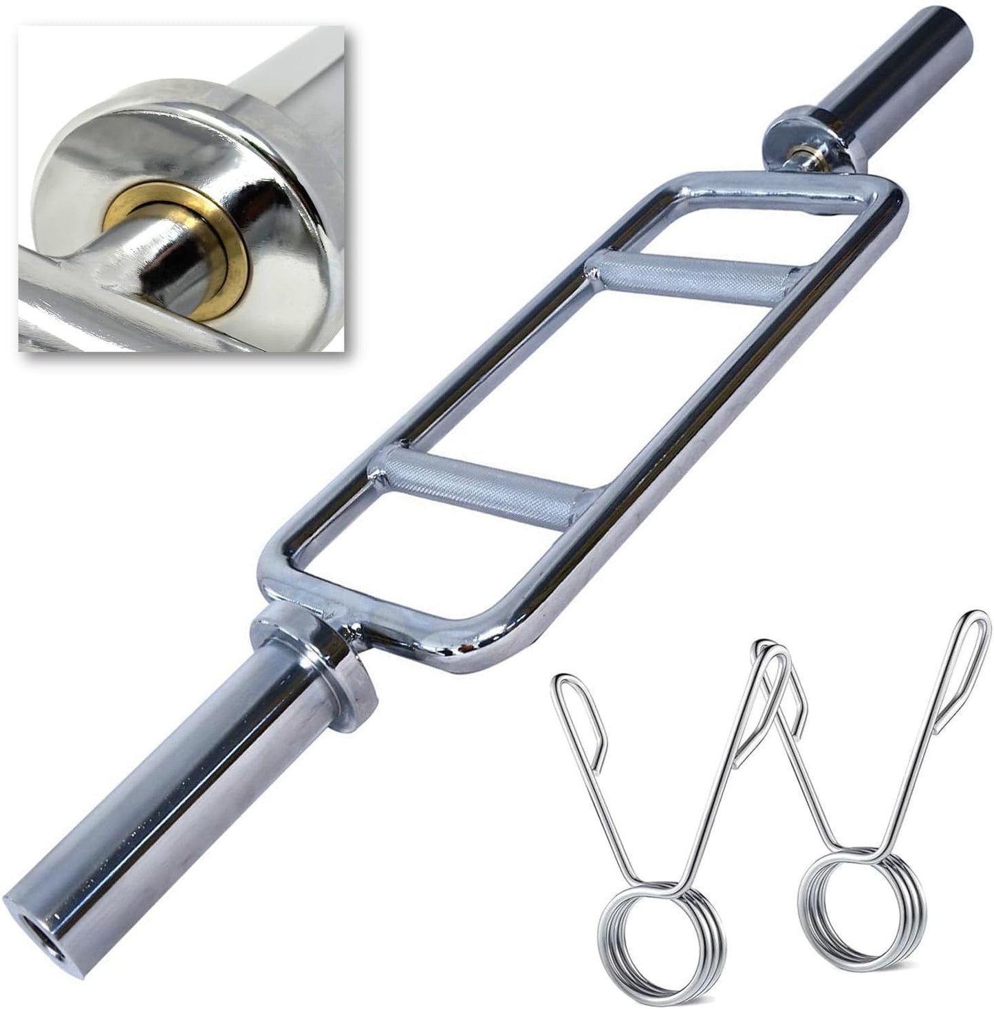 FITNESS MANIAC 34" Barbell Solid Olympic Chrome Tricep Hammer Curl Fitness Gym Weight Bar Home Gym Weightlifting Exercise Training Bars Powerlifting 34 Inches