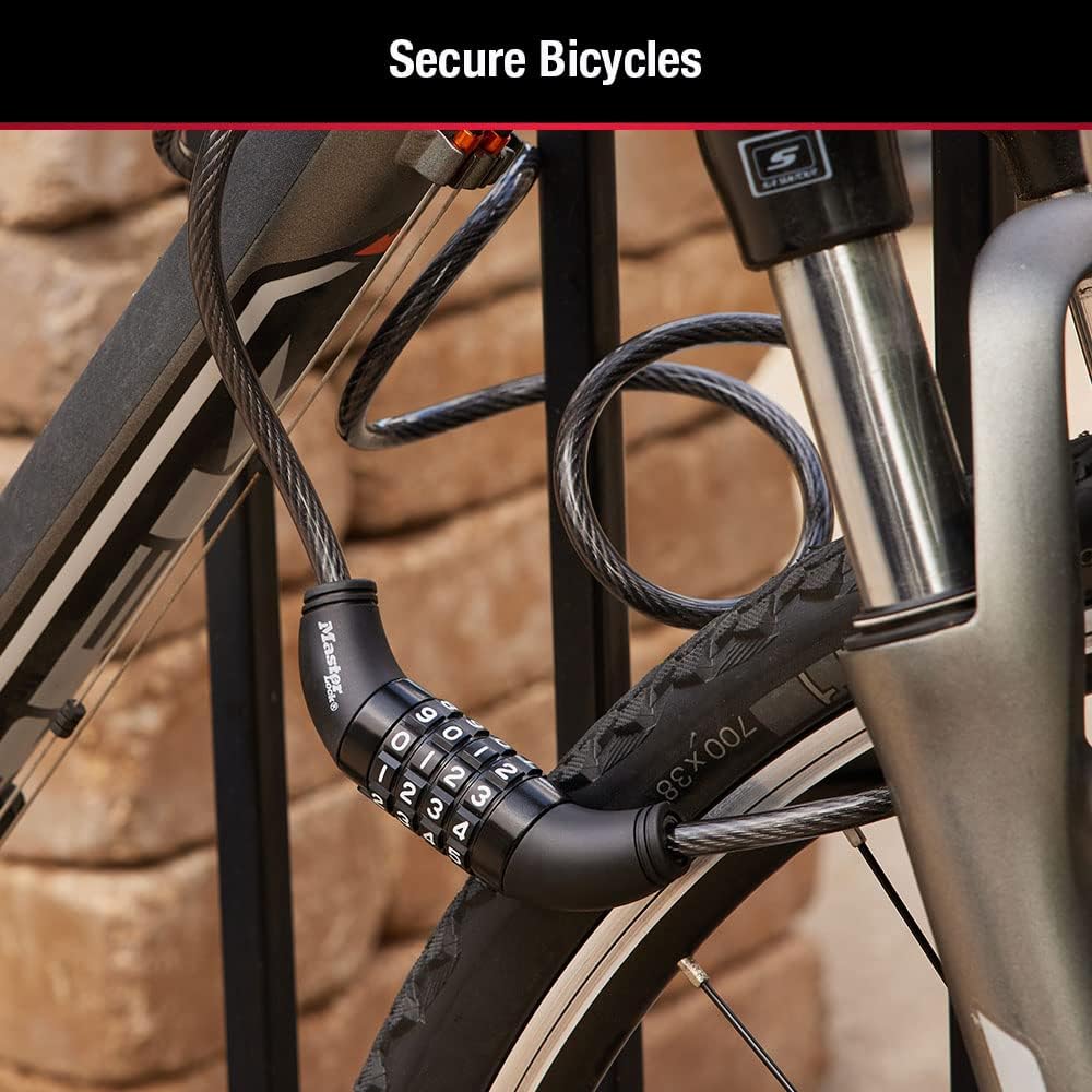 Master Lock Bike Lock Cable with Combination Black, 8143D