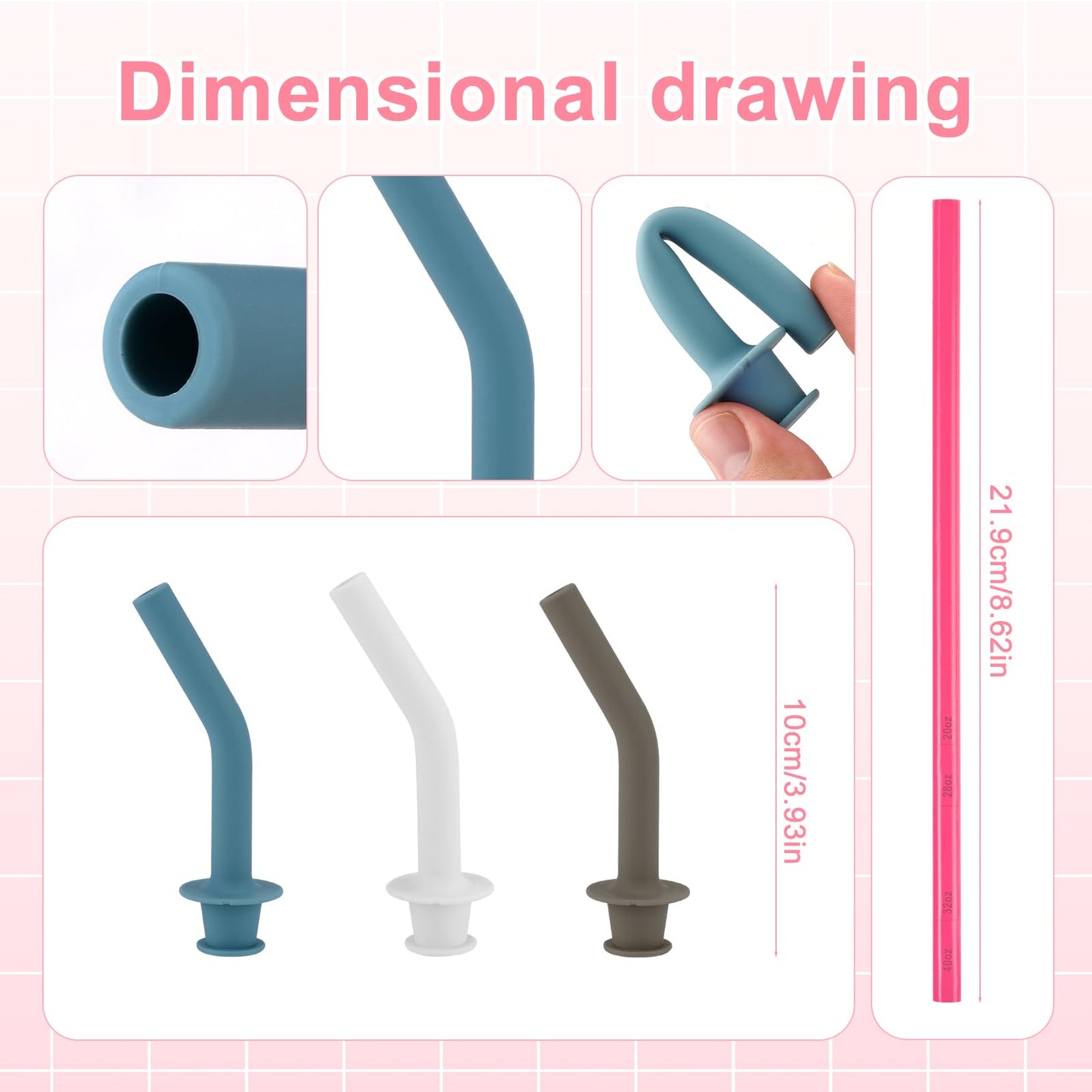 3pcs Replacement Straw for Hydro Flask Tumbler 40oz, BPA Free Reusable Plastic Water Bottle Straw Accessory with 3 Silicone Straw Tip and Cleaning Brush for HydroFlask 32/28/20oz Travel Cup(6 Colors)