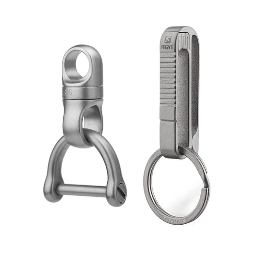 TISUR Swivel Key Chain Ring+Titanium Carabiner Key chain Ring Holder For Belt