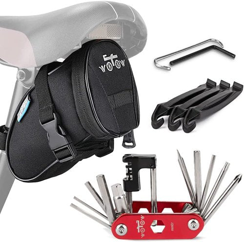 14-in-1 Bike Repair Tool Kit with Saddle Bag - Portable Multitool Set for Road & Mountain Bicycles