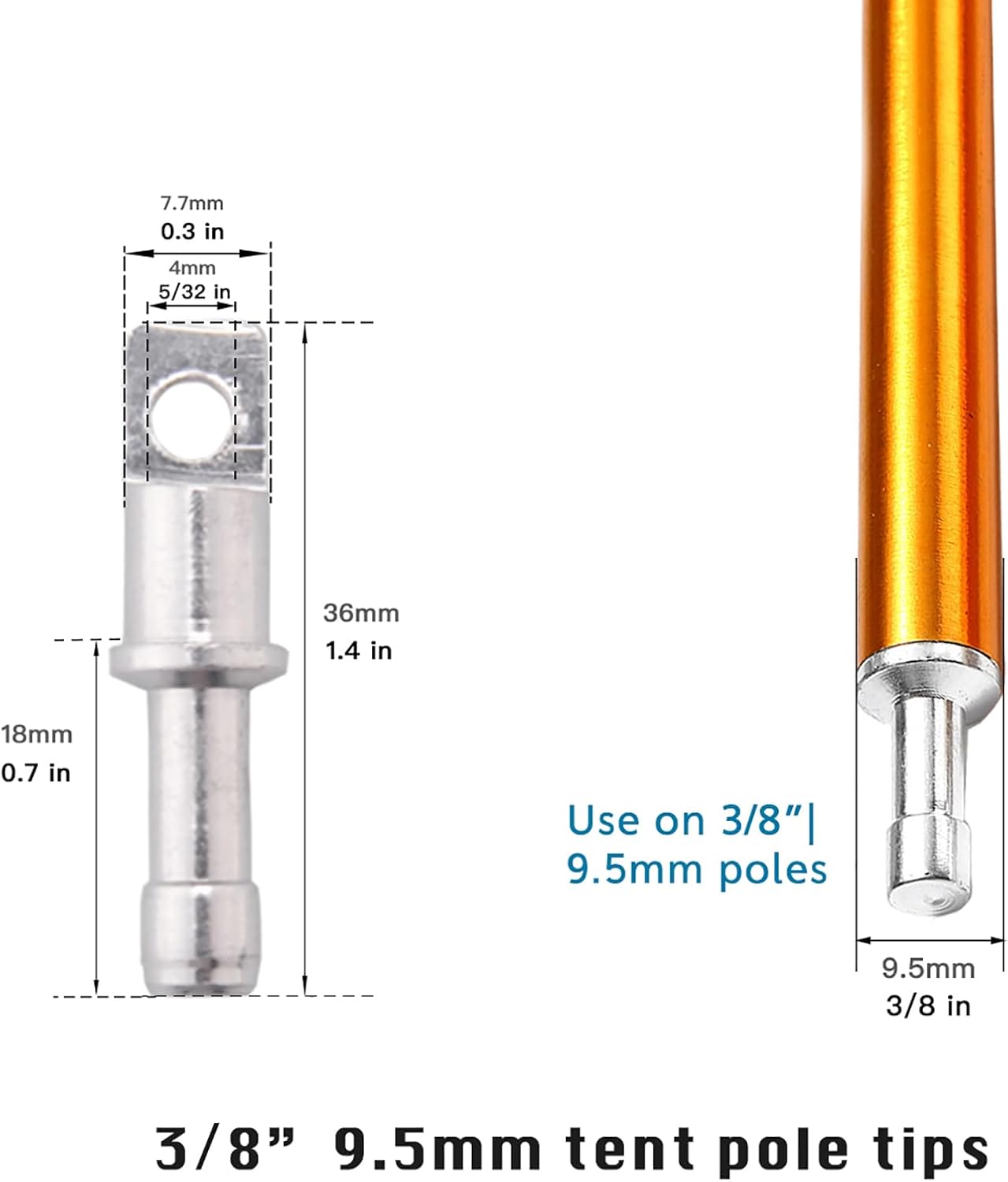 Aluminum Tent Poles Male End Tips Replacement Accessories Spare End Plugs