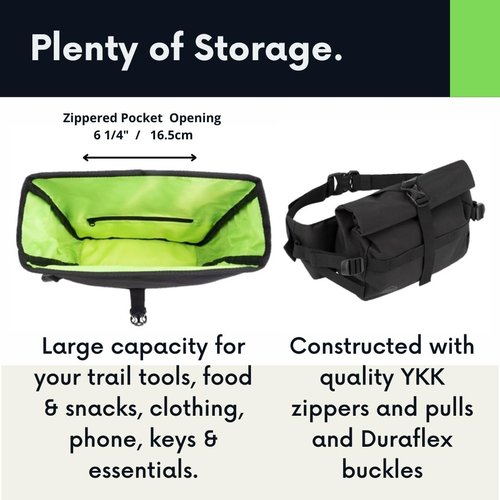 MTB Hip Pack Roll Top, Mountain Bike Waist Pack, Bike Fanny Pack, Lumbar Pack, Hiking Fanny Pack. Hiking Waist Pack, (4L) Black