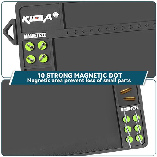 Klola Rifle Shotgun Gun Cleaning Mat Large, Magnetic Gun Cleaning Mats for All Guns, Anti-Slip Rifle Gun Mat with Organizer Parts Tray, Protective Workbench Cleaning Pad Inch Ruler,Grey