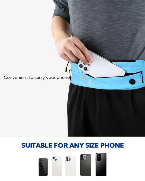 WATERFLY Running Belt Fanny Pack: Runner Marathon Jogging Waist Pack Sport Workout Exercise Fitness Phone Holder Belt for Men Women Jogger Slim Waistband