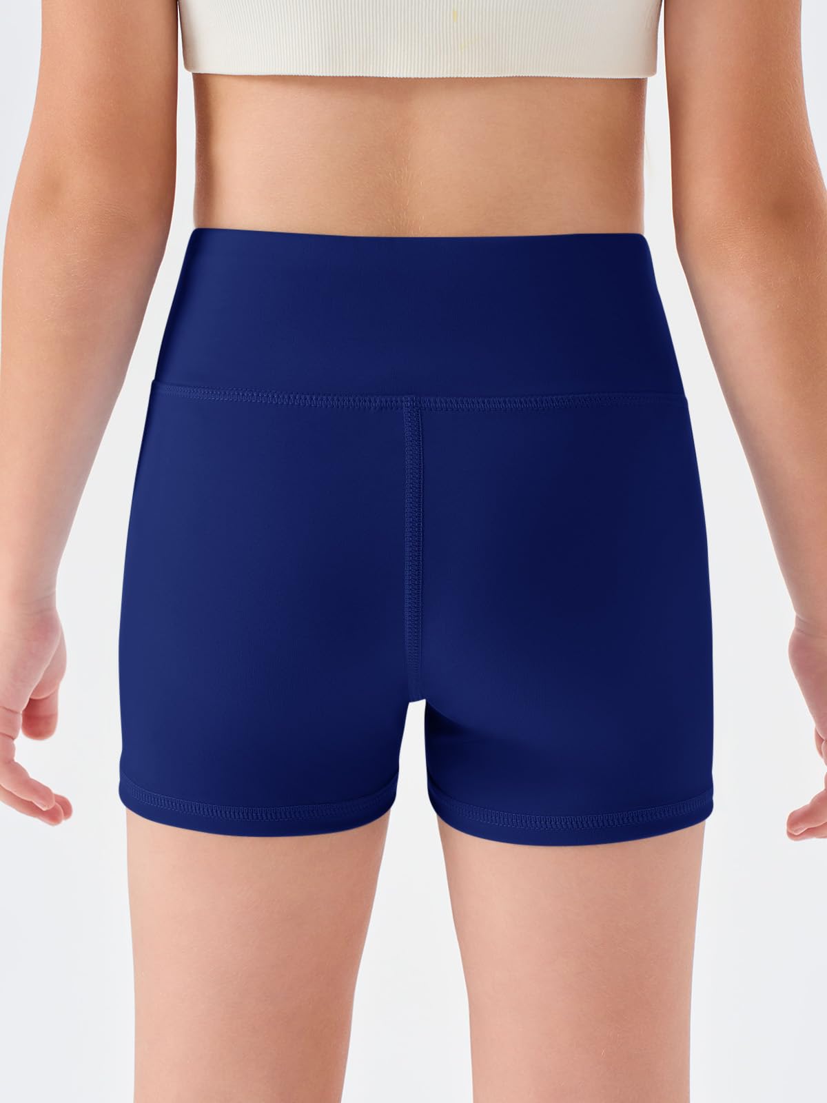 Haloumoning Girls Athletic Shorts Kids High Waisted Yoga Dance Biker Shorts Comfy Gymnastics Shorts 5-14Y Navy