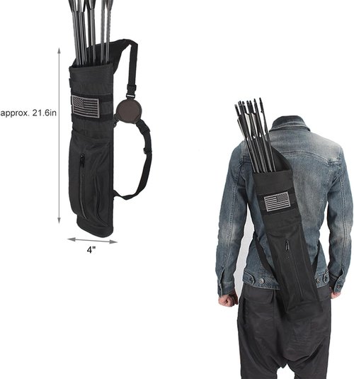 KRATARC Archery Multi-Function Back Arrow Quiver with Molle System Shoulder Arrows Holder Hanged Target Shooting Quiver for Arrows