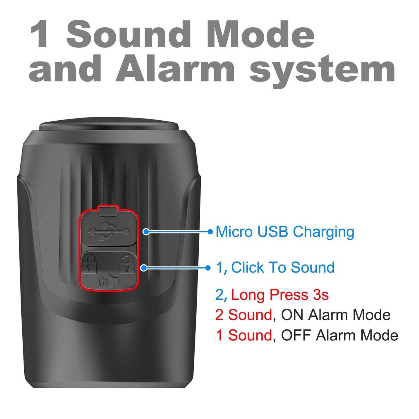 Electric Bike Bell for Adult, 125db Anti-Theft Alarm Loud E-Bike Horn with 1 Sound Modes USB Rechargeable Waterproof Bicycle Horn for MTB/BMX Scooter/Road Cycling