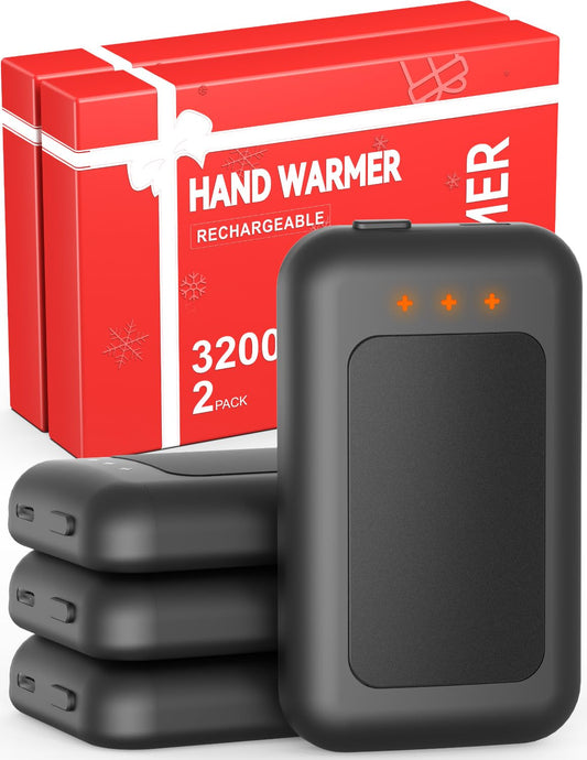 Jerritte Electric Hand Warmers Rechargeable 4 Pack, Rechargeable Hand Warmer, 16 Hrs Portable Hand Warmer for Outdoor Camping Hunting Golf Accessories, Gifts for Women Men Black