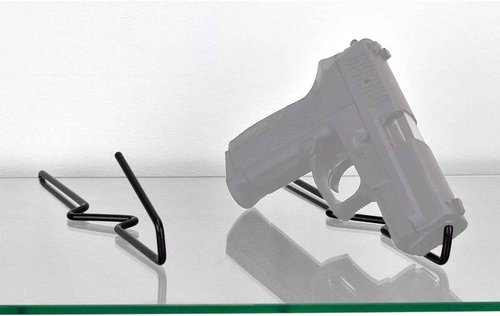 .22 Caliber Handgun Display Stand - Free Standing & Glass Shelf Options for Gun Storage