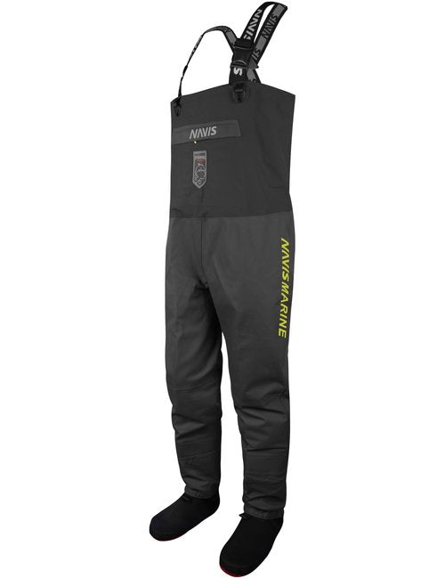 NAVIS MARINE Men's Stockingfoot Fishing Chest Waders-Breathable 4-Layer Waterproof Bib Pants with Reflective Elements(Black, XX-Large)
