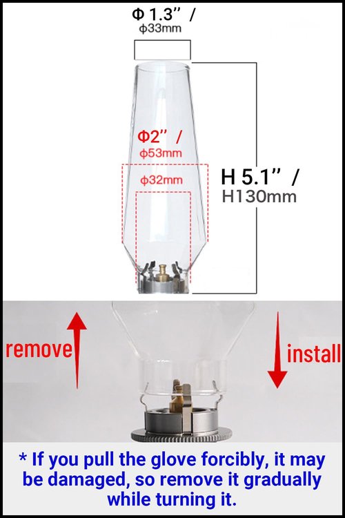 CAMPINGMOON 1 1/4 Inch Camping Gas Latern Globe Hoya Lamp Replacement Globe Clear Glass 5 1/8 Inch Height T-1-BT