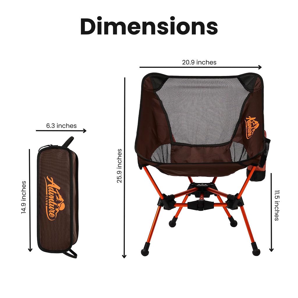 Advnture Club Portable Camping Chair with 3 Towels | Compact, Foldable & Sturdy - Lightweight Backpacking Chair for Camping, Hiking, Beach, Tailgates and More | 330 Lbs Capacity