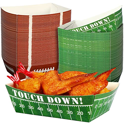 Football Party Serving Trays Set of 100 - Disposable Snack Plates for Sports Events